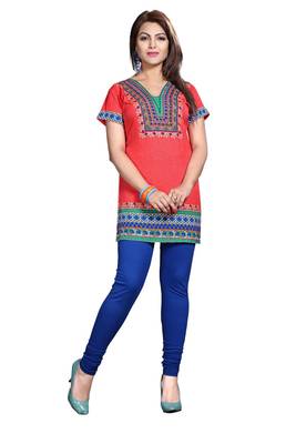Pink american crepe printed kurti 1