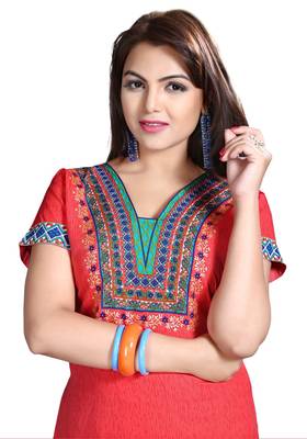 Pink american crepe printed kurti 5