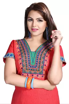 Pink american crepe printed kurti