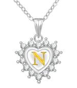 Jewelscart Silver Plated AD Alphabet Letter N Valentine Heart Pendant With Chain