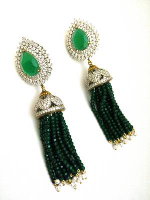 Green Silver Diamond Onex Earring 1