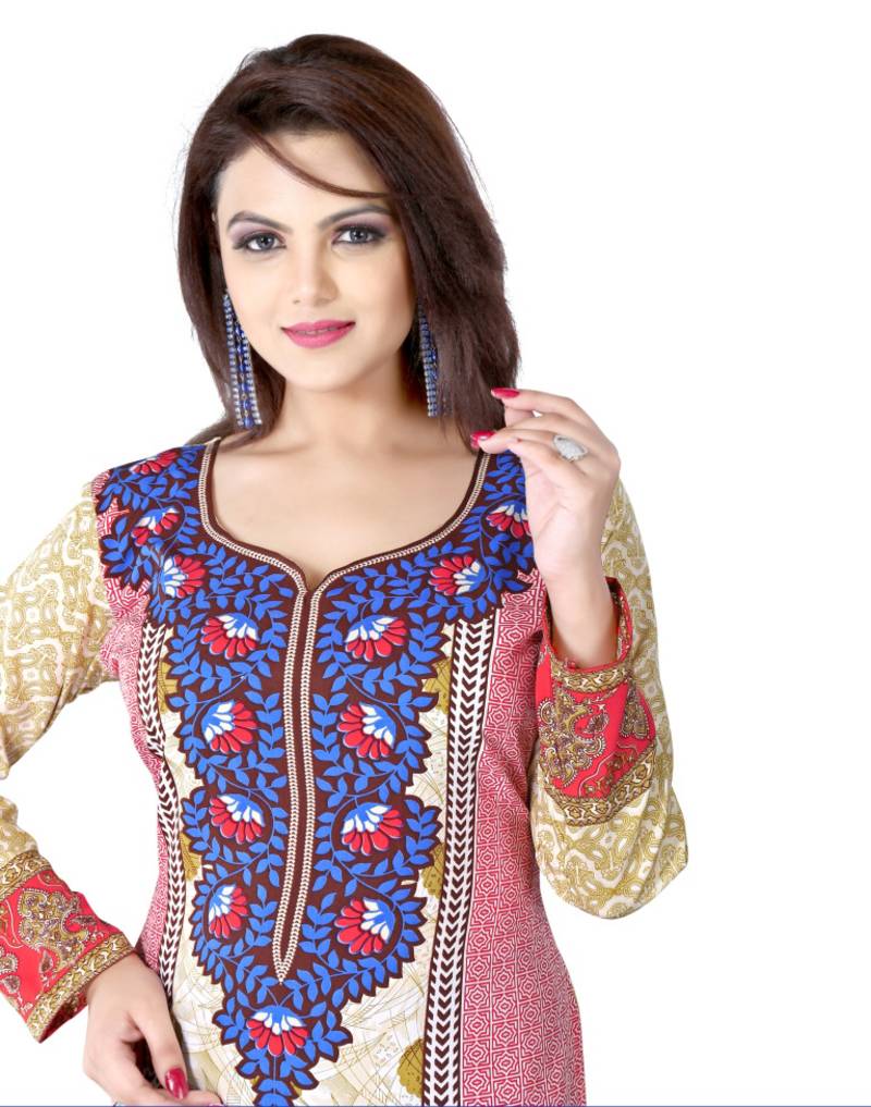 Multicolor american crepe printed kurti