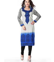 Blue and white american crepe printed kurti