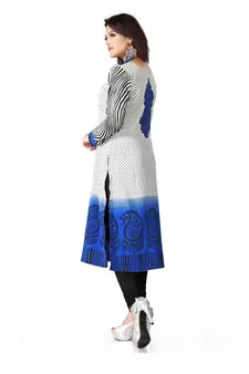 Blue and white american crepe printed kurti