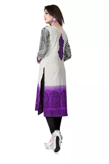 Purple and white american crepe printed kurti