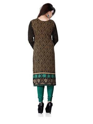 Black and green american crepe printed kurti 2
