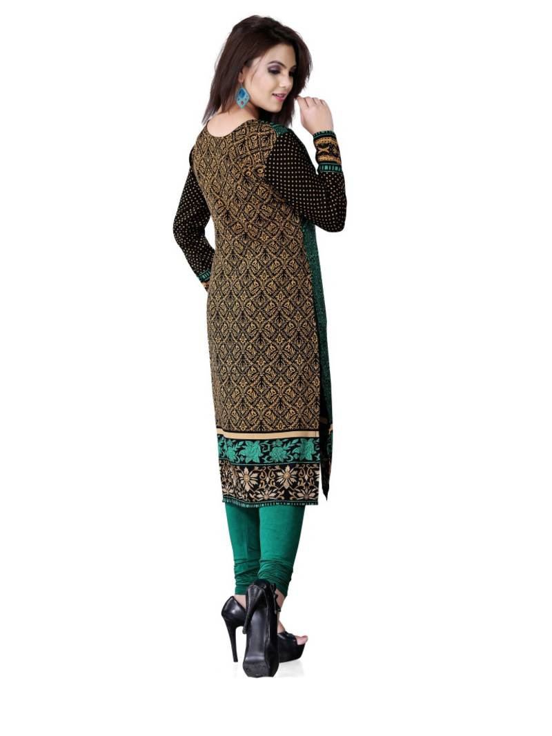 Black and green american crepe printed kurti