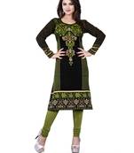Black and green american crepe printed kurti