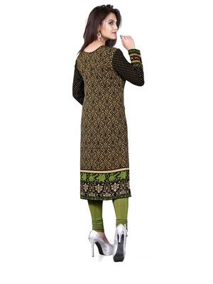 Black and green american crepe printed kurti 4