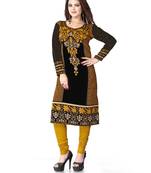 Black and yellow  american crepe printed kurti