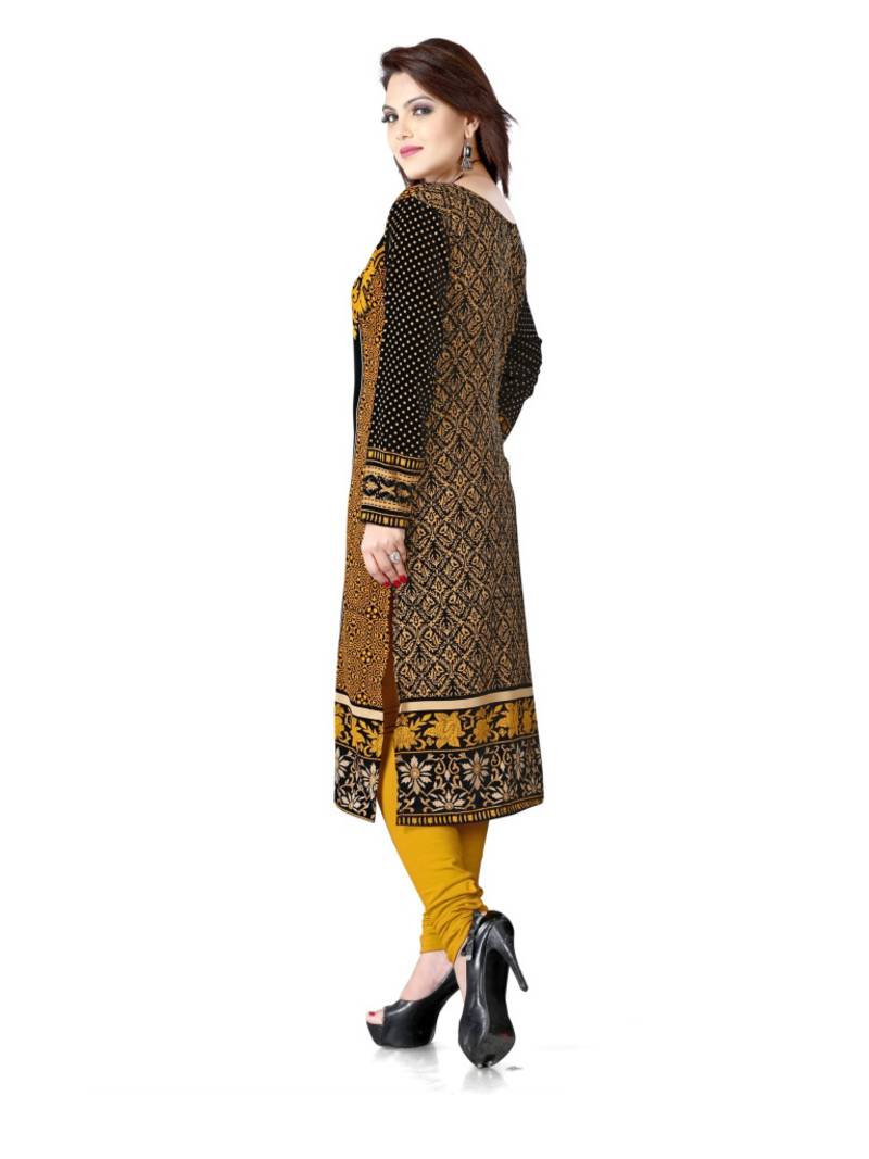 Black and yellow  american crepe printed kurti