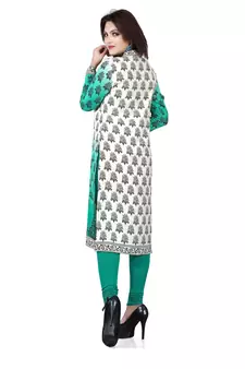 Green and white american crepe printed kurti