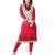 Red and white american crepe printed kurti