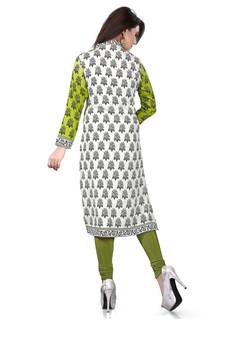 Green and white american crepe printed kurti