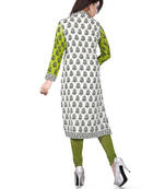 Green and white american crepe printed kurti