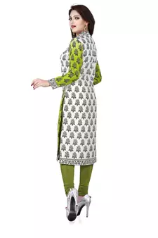 Green and white american crepe printed kurti