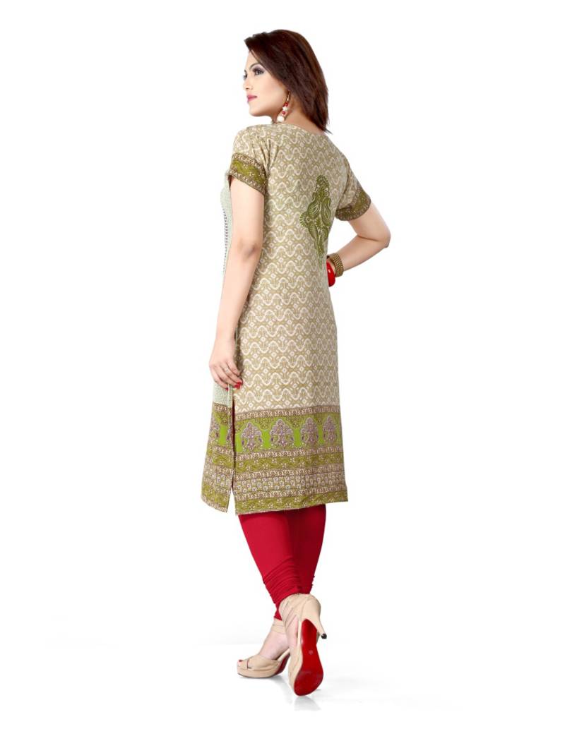 Green and red american crepe printed kurti