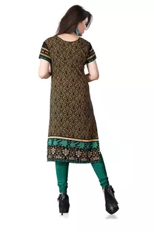 Black and green american crepe printed kurti