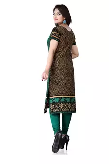 Black and green american crepe printed kurti