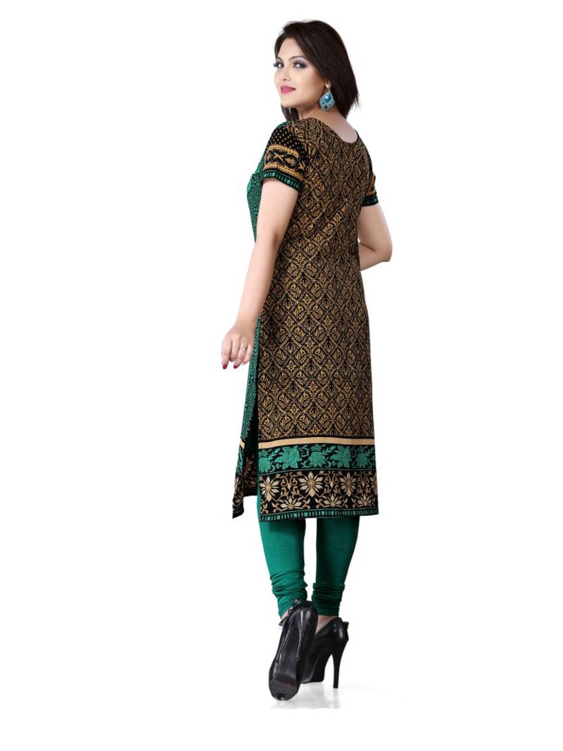 Black and green american crepe printed kurti