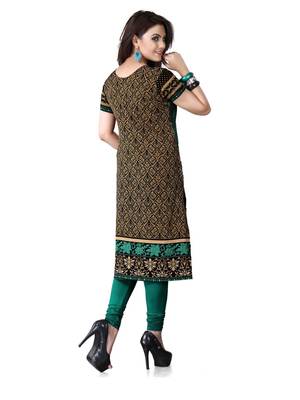 Black and green american crepe printed kurti 4