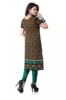 Black and green american crepe printed kurti