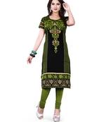 Black and green american crepe printed kurti