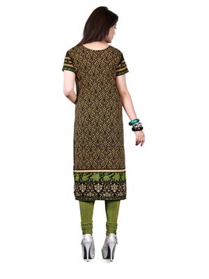 Black and green american crepe printed kurti 2