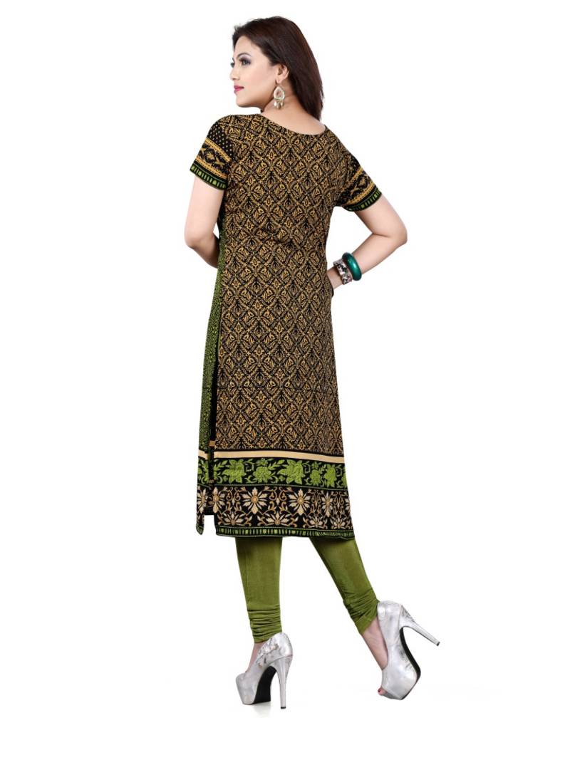 Black and green american crepe printed kurti