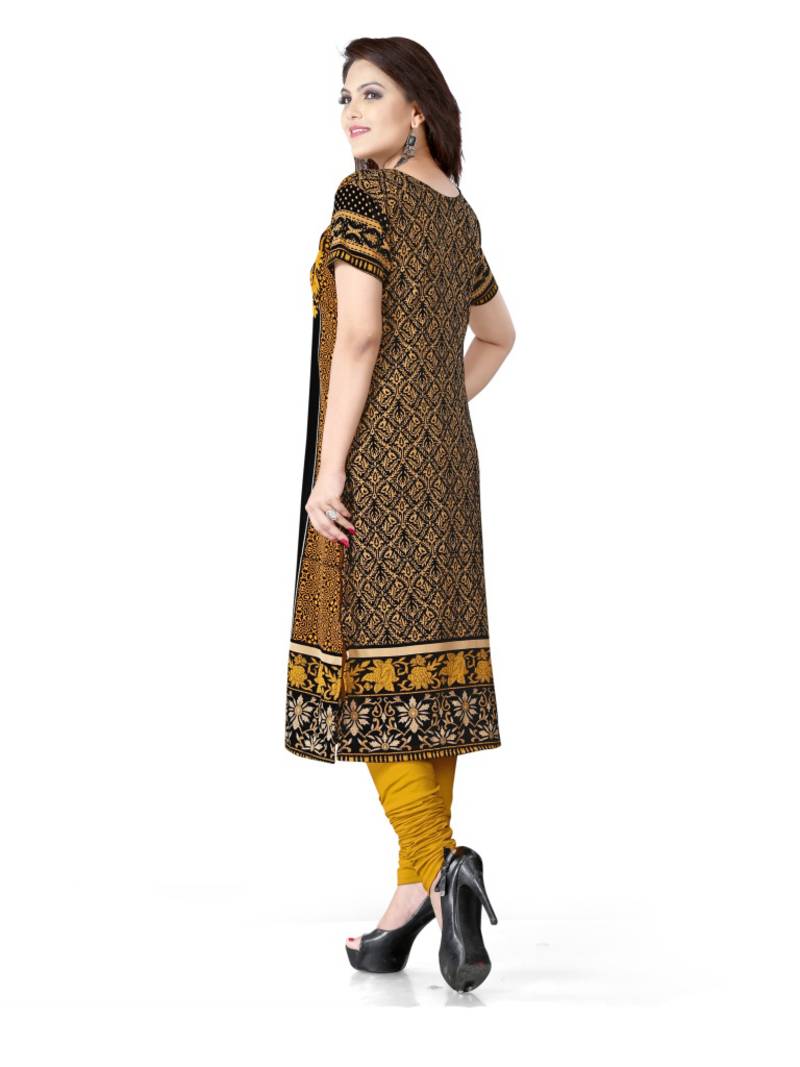Black and yellow  american crepe printed kurti