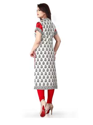 Red and white american crepe printed kurti 3