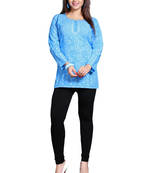 Blue american crepe printed kurti