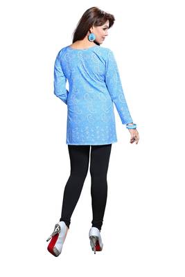 Blue american crepe printed kurti 2