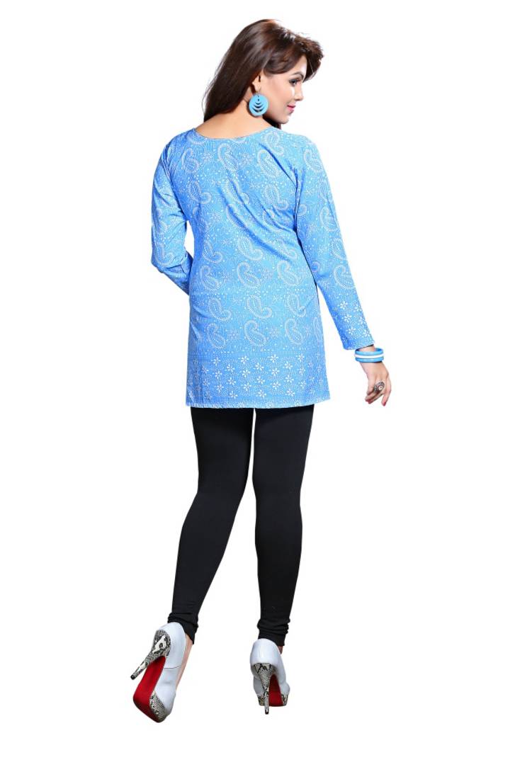 Blue american crepe printed kurti
