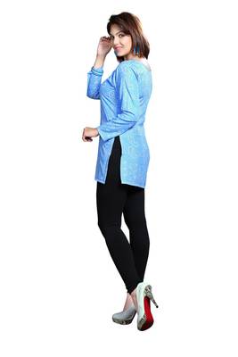 Blue american crepe printed kurti 3
