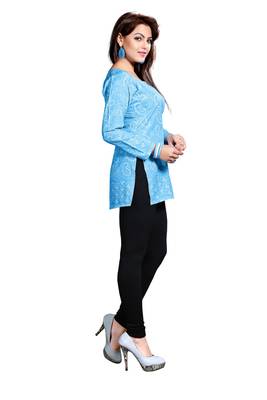 Blue american crepe printed kurti 4