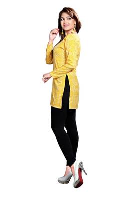 Yellow american crepe printed kurti 3