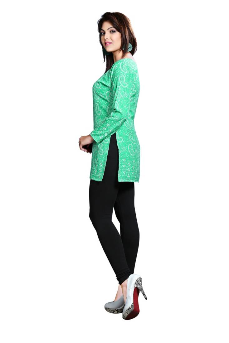Green american crepe printed kurti