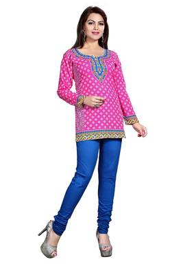 Pink american crepe printed kurti 1