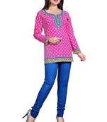 Pink american crepe printed kurti