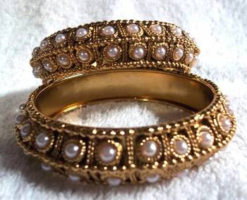 Golden pearl bangles 2