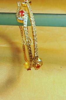 cz pair of ruby bangles