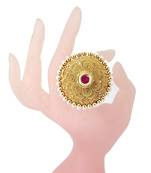 jodha style gold pearl adjustable finger ring