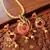 Lovely 1gm Goldplated Ruby Emerald Peacock Necklace Set 