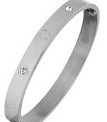 Openable american diamond silver plated surgical stainless steel kada bracelet for men