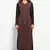 Brown and Black Georgette Embroidered Long Kurta
