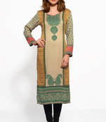 Beige and red pashmina printed kurti