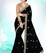 Black embroidered georgette saree