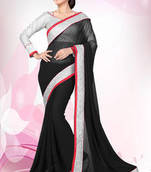 Black plain georgette saree