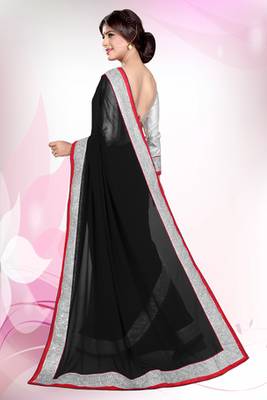 Black plain georgette saree 2